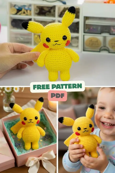 Cutie Pikachu pikachu crochet pattern