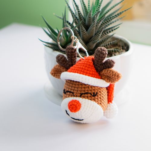 reindeer crochet keychain