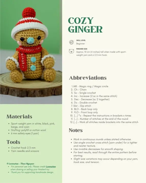 gingerbread amigurumi free pattern