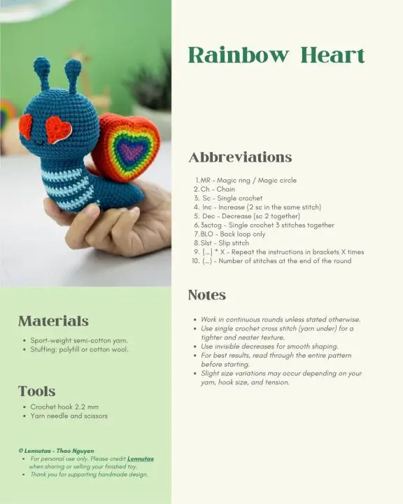 Rainbow Heart crochet heart pattern