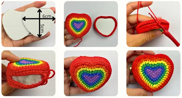 Rainbow Heart crochet heart pattern