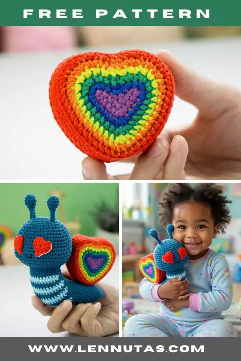Rainbow Heart crochet heart pattern