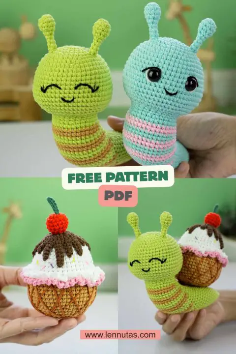 Summer Snail free snail crochet pattern pin